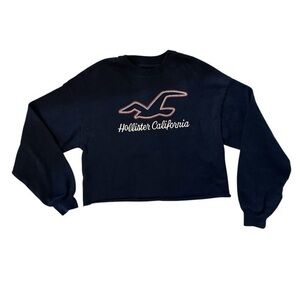 Hollister California Cropped Navy Crewneck Sweatshirt